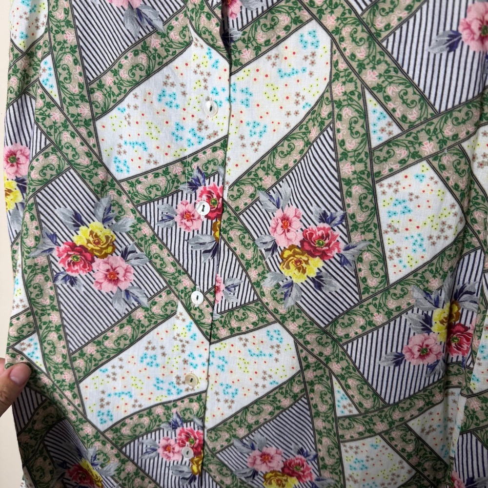 Playa Lucila Womens Floral Patchwork Button Front Cotton Midi Skirt Multi S - Picture 4 of 7